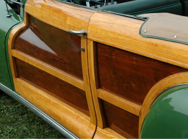 Close, side view of woodie station wagon